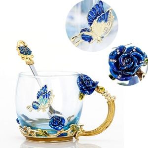 Glass butterfly mug